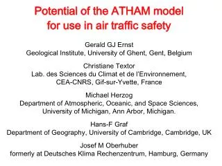 Potential of the ATHAM model for use in air traffic safety