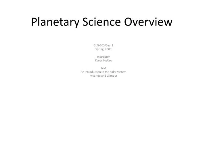 planetary science overview
