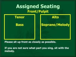 Assigned Seating