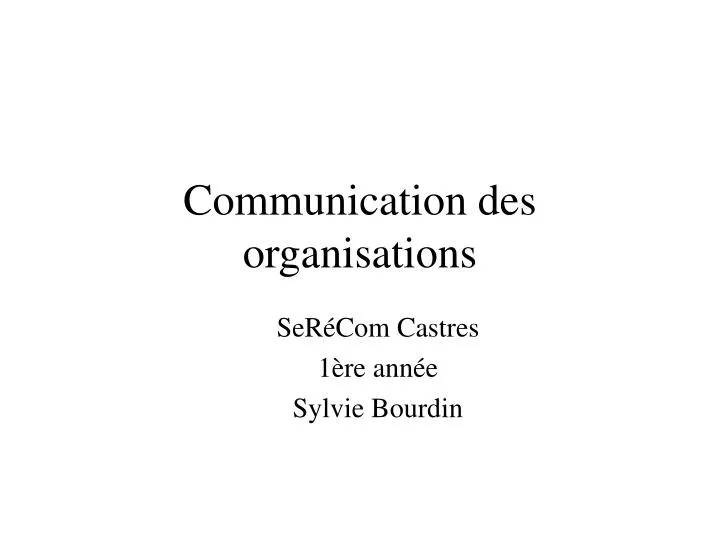 communication des organisations