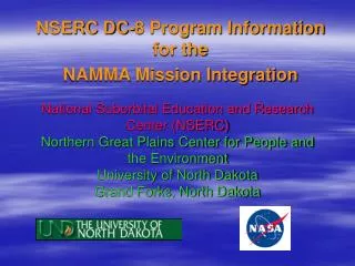 NSERC DC-8 Program Information for the NAMMA Mission Integration