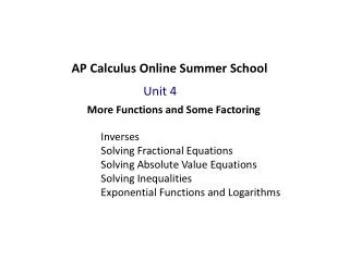 AP Calculus Online Summer School