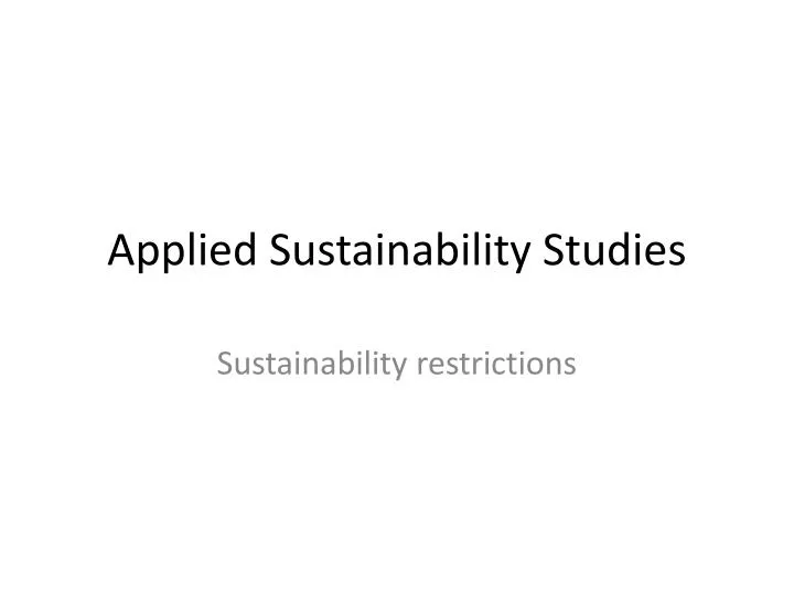 applied sustainability studies