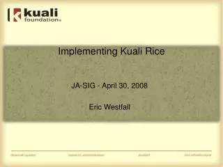 Implementing Kuali Rice