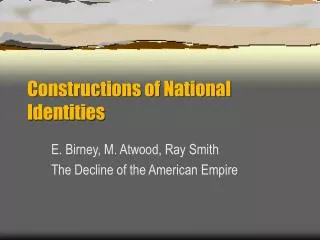 Constructions of National Identities