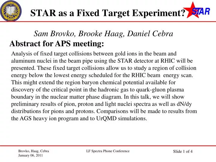 star as a fixed target experiment