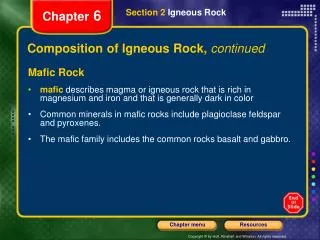 Composition of Igneous Rock, continued