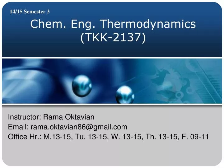 chem eng thermodynamics tkk 2137