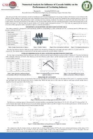 Numerical Analysis for Influence of Cascade Solidity on the Performances of Cavitating Inducers