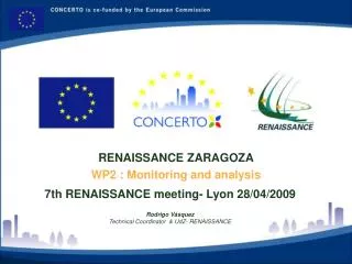 RENAISSANCE ZARAGOZA WP2 : Monitoring and analysis