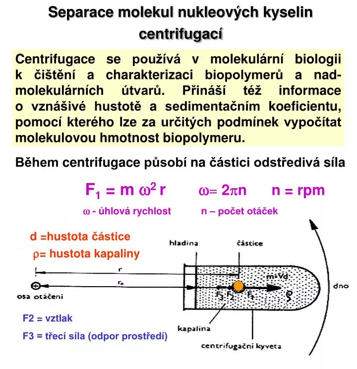 s eparace molekul n ukleov ch k yselin centrifugac