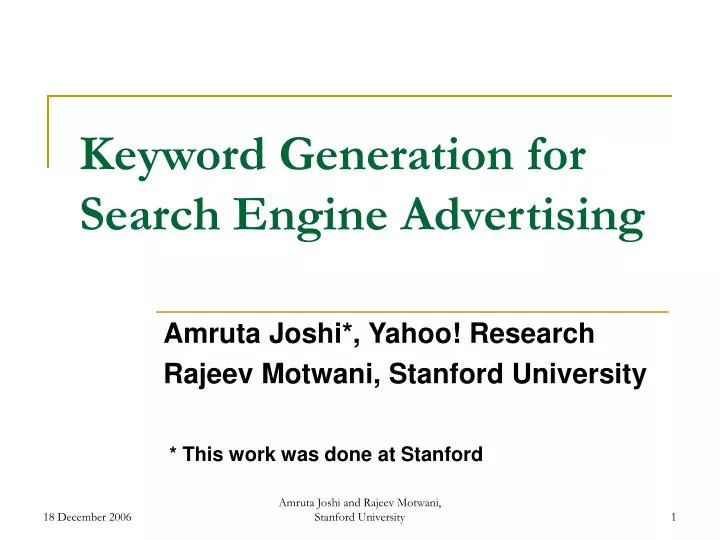 keyword generation for search engine advertising