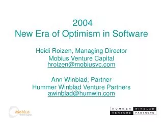 2004 New Era of Optimism in Software