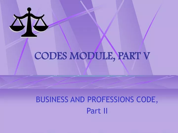 codes module part v