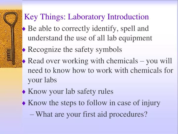 key things laboratory introduction