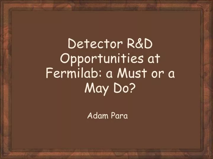 detector r d opportunities at fermilab a must or a may do