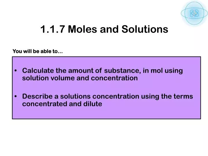 1 1 7 moles and solutions