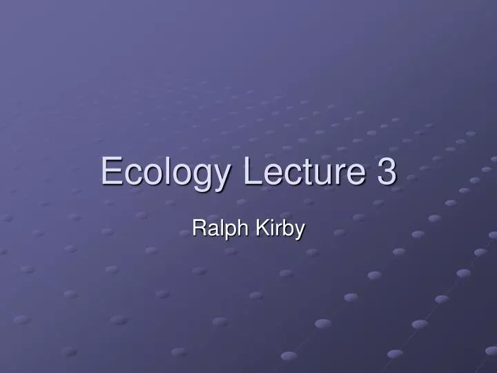 ecology lecture 3
