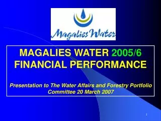 MAGALIES WATER 2005/6 FINANCIAL PERFORMANCE