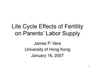 Life Cycle Effects of Fertility on Parents’ Labor Supply