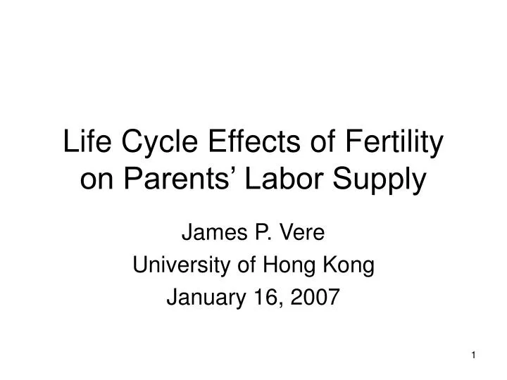 life cycle effects of fertility on parents labor supply
