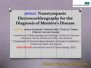 ARTIGO: Transtympanic Electrocochleography for the Diagnosis of Meniére’s Disease