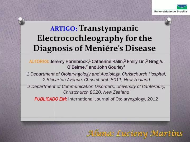 artigo transtympanic electrocochleography for the diagnosis of meni re s disease