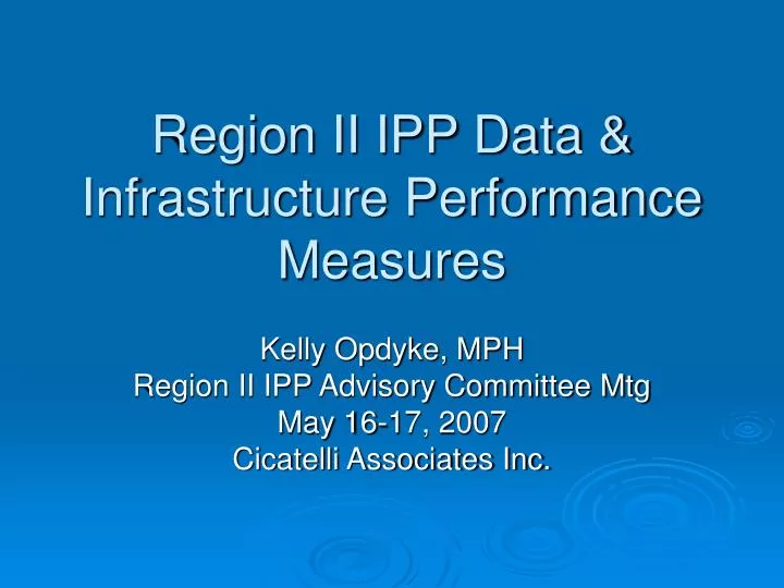 region ii ipp data infrastructure performance measures