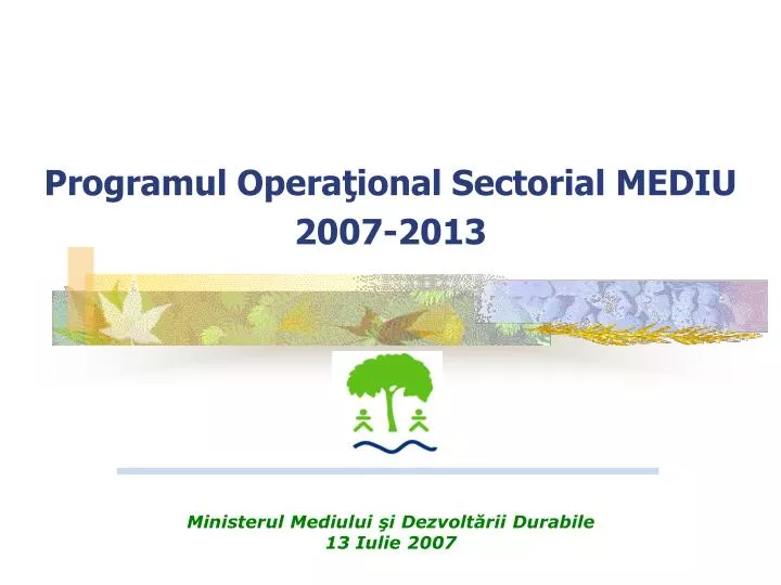 programul opera ional sectorial mediu 2007 2013