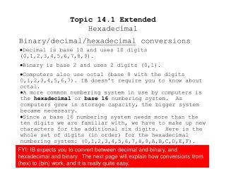 Topic 14.1 Extended Hexadecimal
