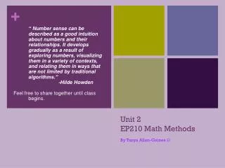 Unit 2 EP210 Math Methods