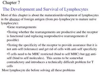 Chapter 7 The Development and Survival of Lymphocytes