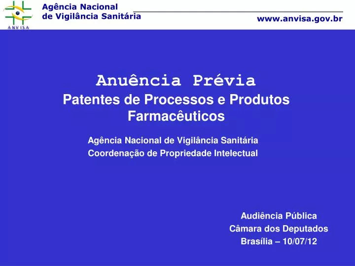 anu ncia pr via patentes de processos e produtos farmac uticos