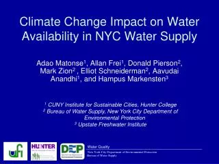 Climate Change Impact on Water Availability in NYC Water Supply
