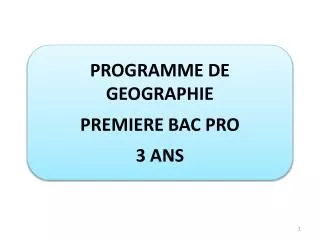 PROGRAMME DE GEOGRAPHIE PREMIERE BAC PRO 3 ANS