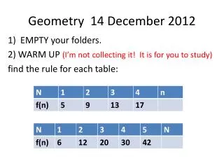 Geometry 14 December 2012