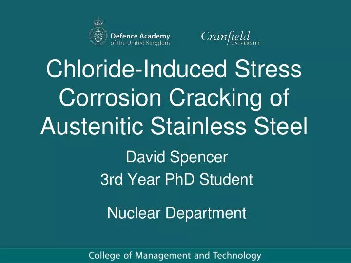 chloride induced stress corrosion cracking of austenitic stainless steel