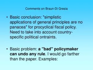Comments on Braun-Di Gresia