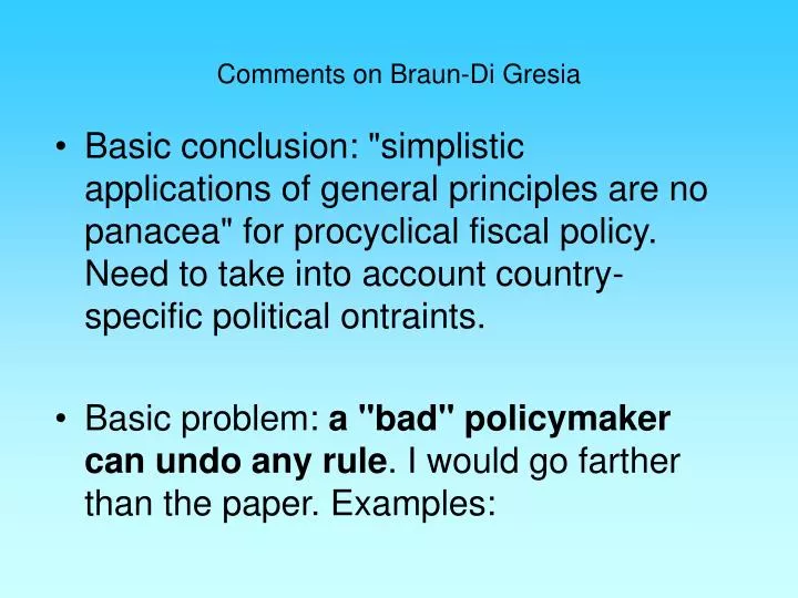 comments on braun di gresia