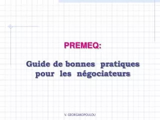 PREMEQ: Guide de bonnes pratiques pour les négociateurs