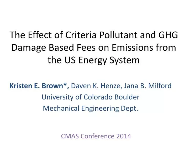 the effect of criteria pollutant and ghg damage based fees on emissions from the us energy system