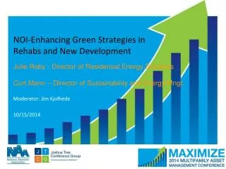 NOI-Enhancing Green Strategies in Rehabs and New Development