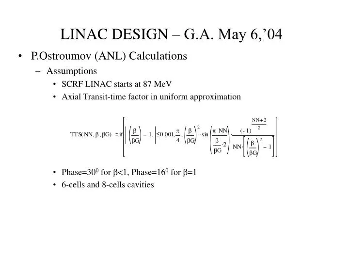 linac design g a may 6 04