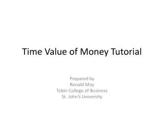 Time Value of Money Tutorial