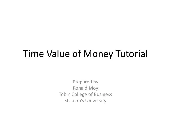 time value of money tutorial