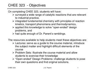 CHEE 323 - Objectives