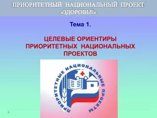 Тема 1. ЦЕЛЕВЫЕ ОРИЕНТИРЫ ПРИОРИТЕТНЫХ НАЦИОНАЛЬНЫХ ПРОЕКТОВ