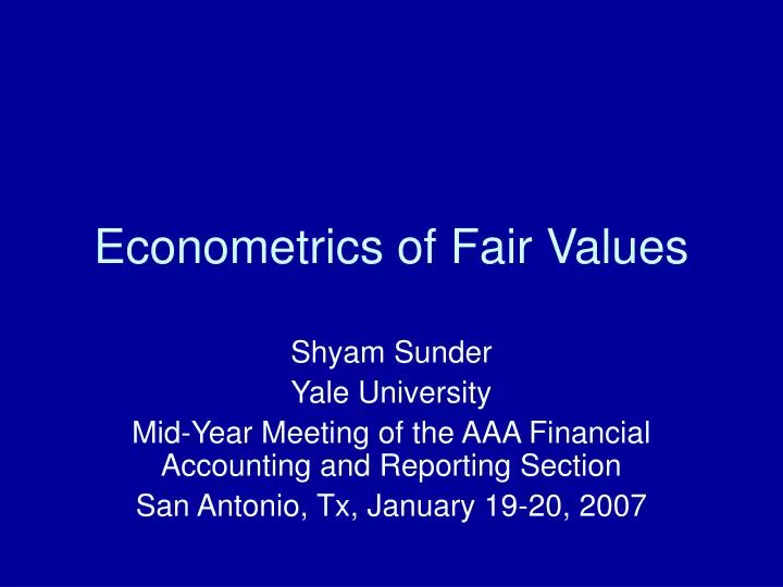 econometrics of fair values