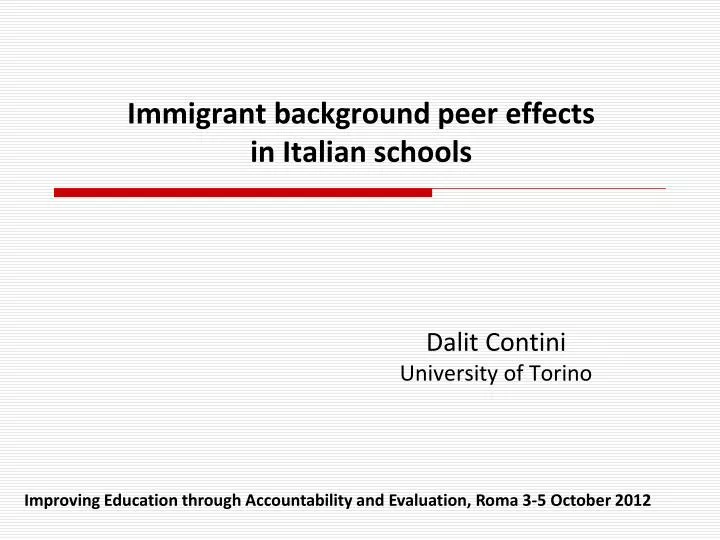 immigrant background peer effects in italian schools