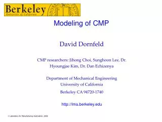 Modeling of CMP